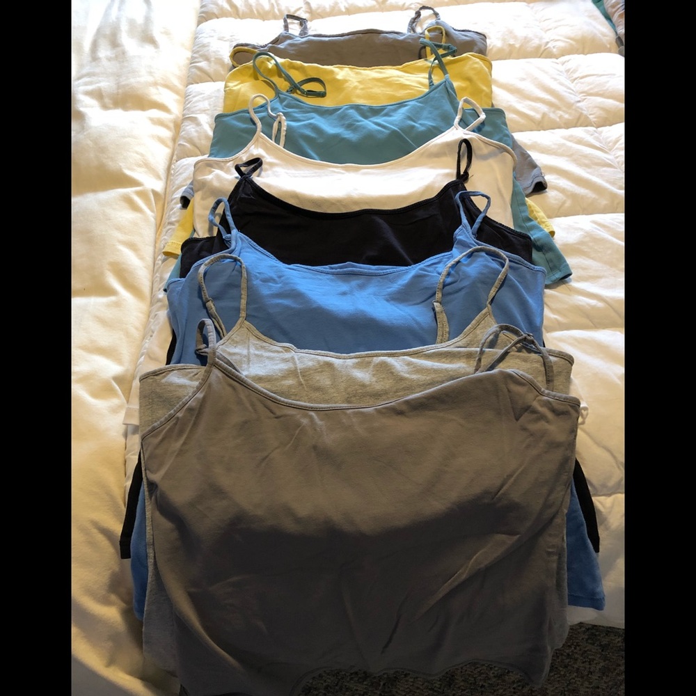 Lot of 8 cotton camis with built in support